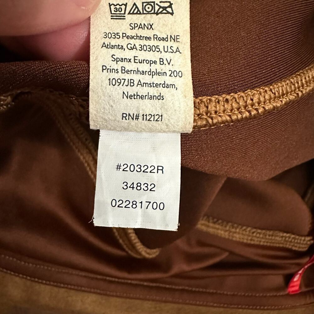 SPANX Leggings Cognac Brown Faux Suede High Rise Shapewear Pants - Picture 12 of 16